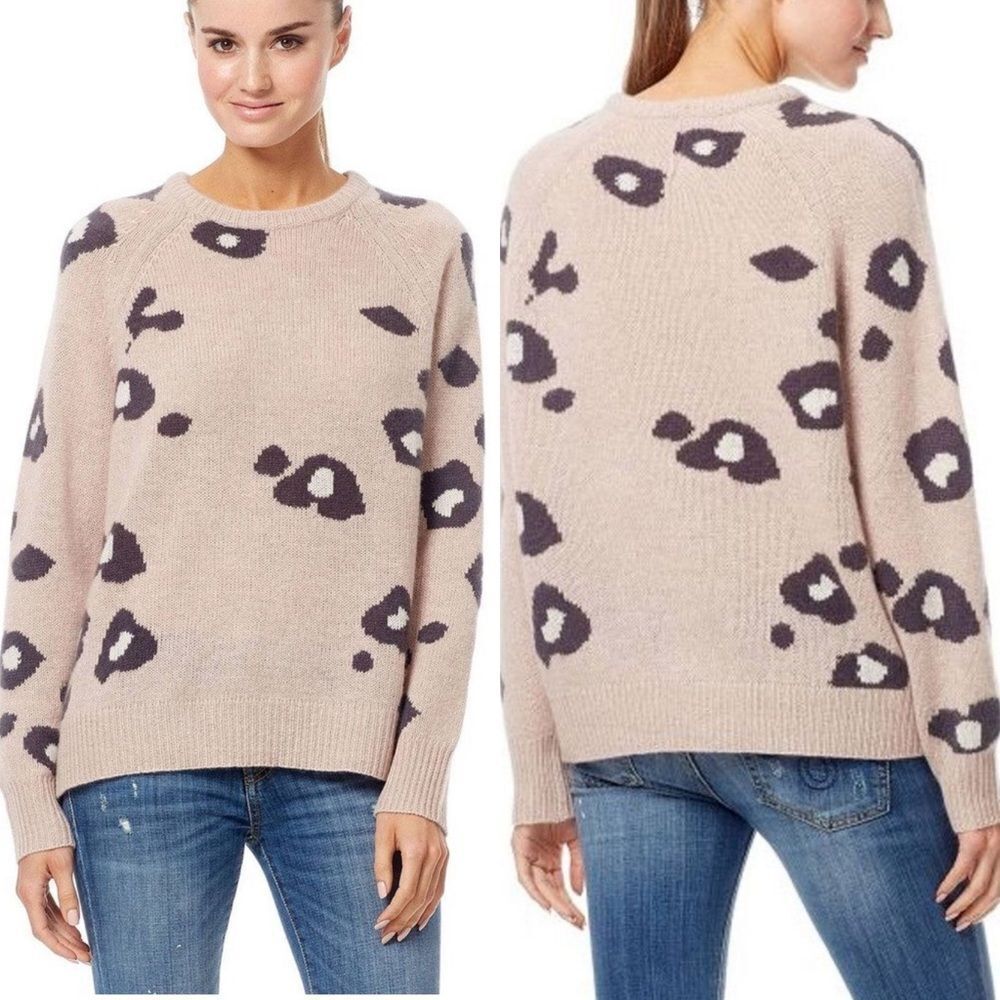 360 cashmere 100% cashmere rose leopard print‎ sweater women’s size s